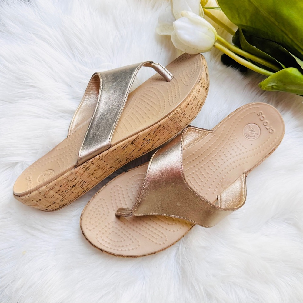 Crocs Gold Cork Sandals